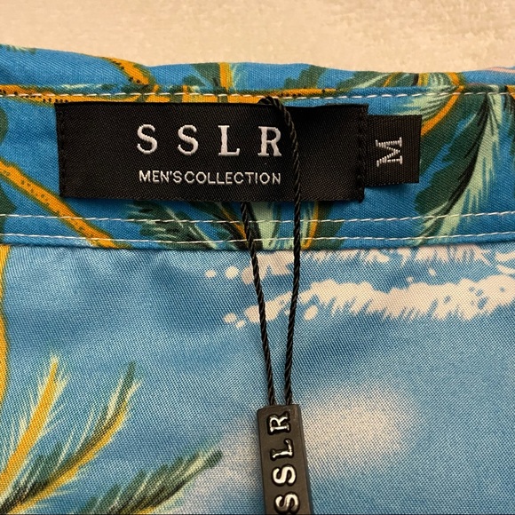 NWT SSLR Men's Hawaiian Floral Flamingo Shirt. Size M - Picture 4 of 8
